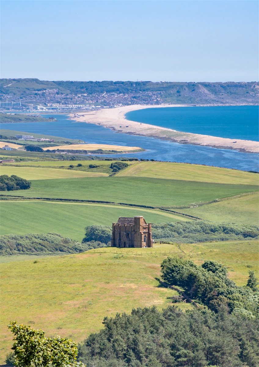 St Catherine's Chapel & Chesil Beach photographic print