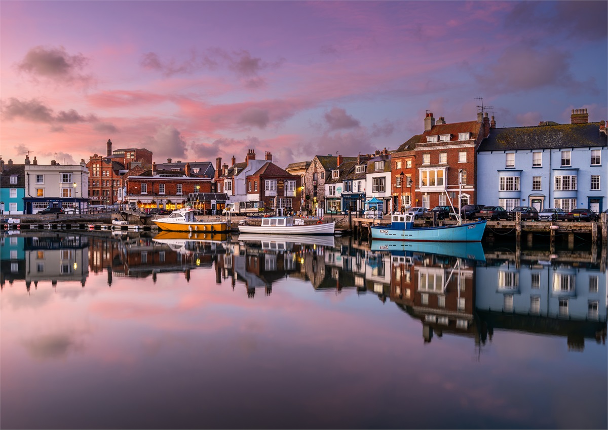 Dawn Reflections at Weymouth Harbour photographic print
